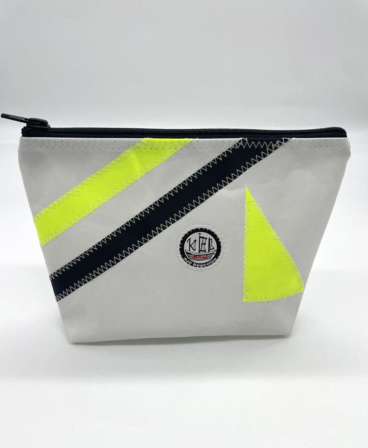 Kosmetiktasche weiß Streifen Schwarz/Neon